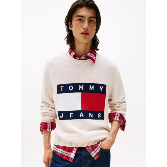 Tommy Hilfiger Ανδρική πλεκτή μπλούζα Intarsia Flag Badge Melange Jumper